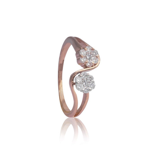 Double Blossom Curve Diamond Ring