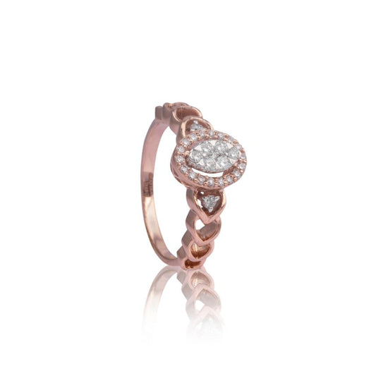 Heart Weave Oval Sparkle Diamond Ring