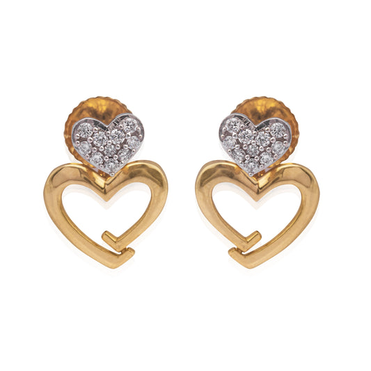 Double Heart Dazzle Diamond Studs