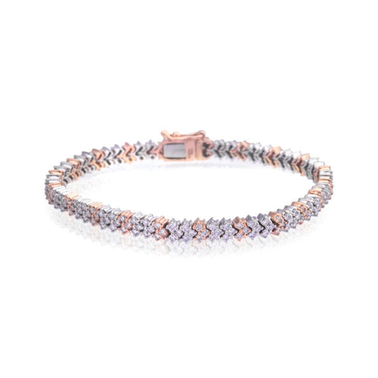 Dual Tone Diamond Tennis Bracelet