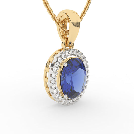 Blue Sapphire Diamond Pendant