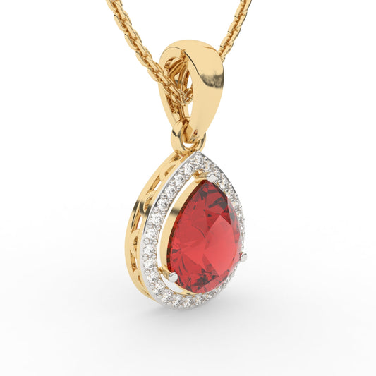 Ruby Teardrop Charm Pendant