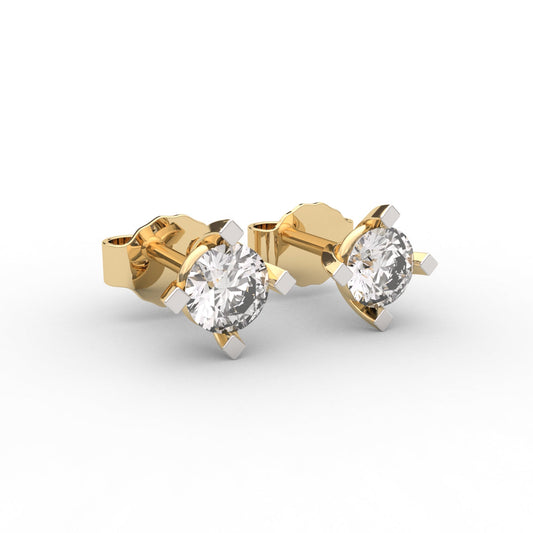 Round Diamond Four Prongs Stud