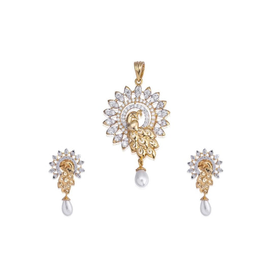 Royal Peacock Diamond Pendant Set