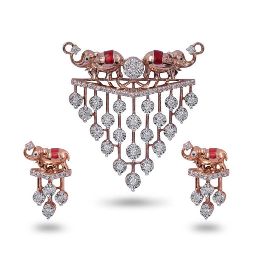 Temple Style Elephant Pendant Set