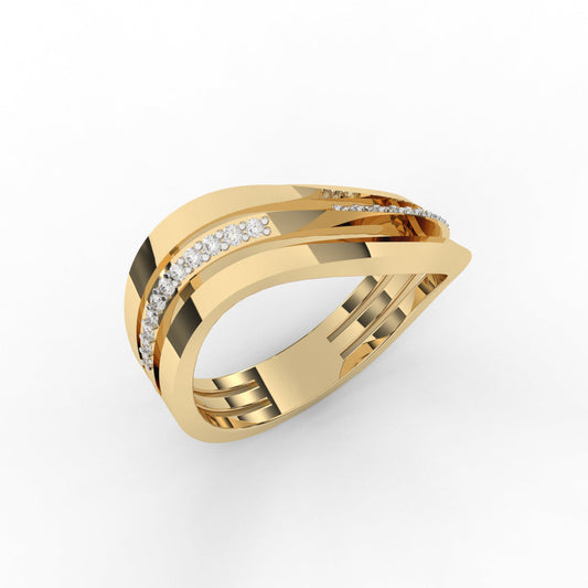 Three Line Diamond Band Ring