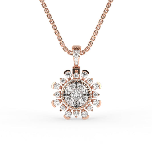 Attractive Sunburst Diamond Pendant
