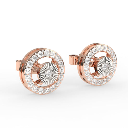 Trendy Round Diamond Halo Stud