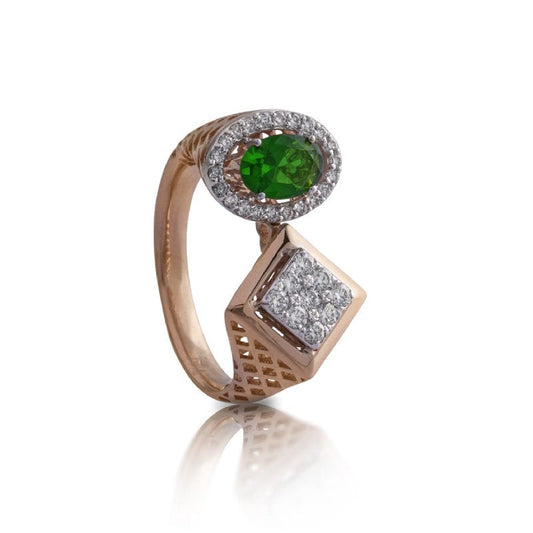 Duo Charm Emerald Diamond Ring