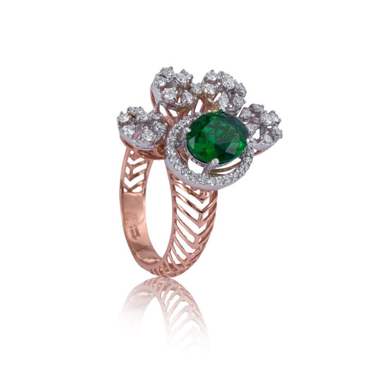 Emerald Blossom Regal Ring
