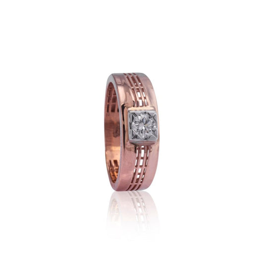 Gold Square Solitaire Ring