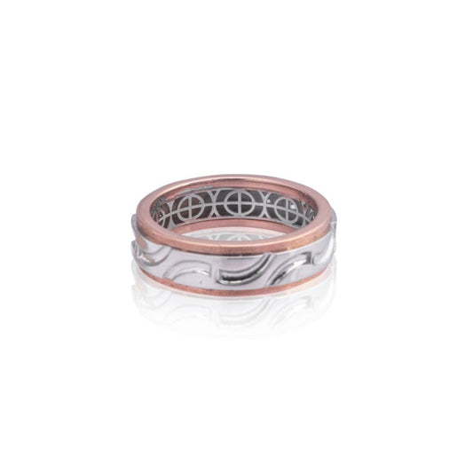Two Tone Engrave Diamond Ring