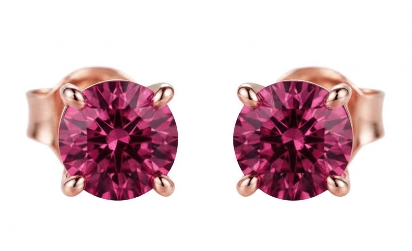 2ct Pink Diamond Solitaire Stud