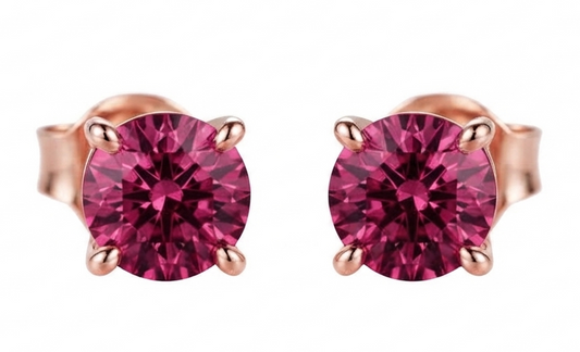4ct Pair Pink Diamond Solitaire Stud