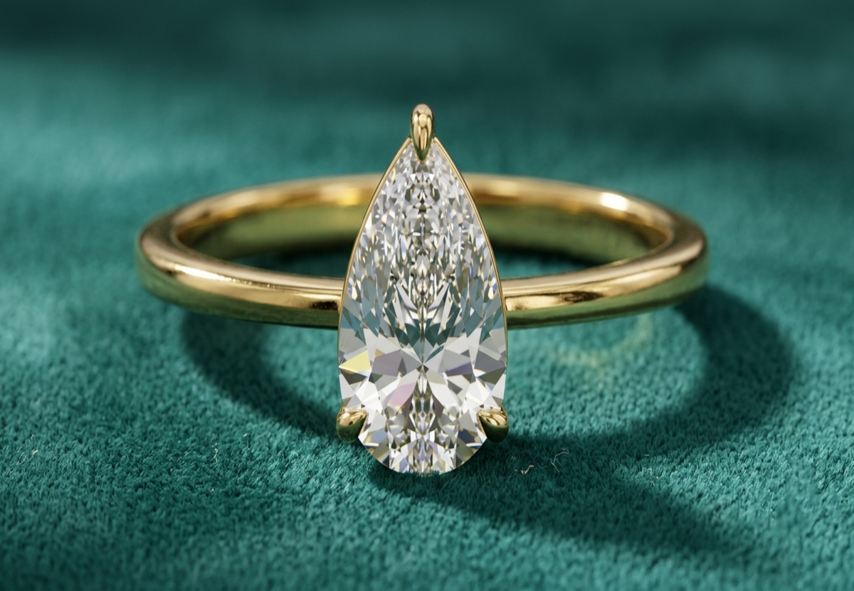 1ct Pear Shape Solitaire Diamond Ring