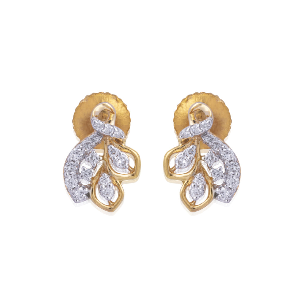 Gleaming Leaf Diamond Pendant Earring Set