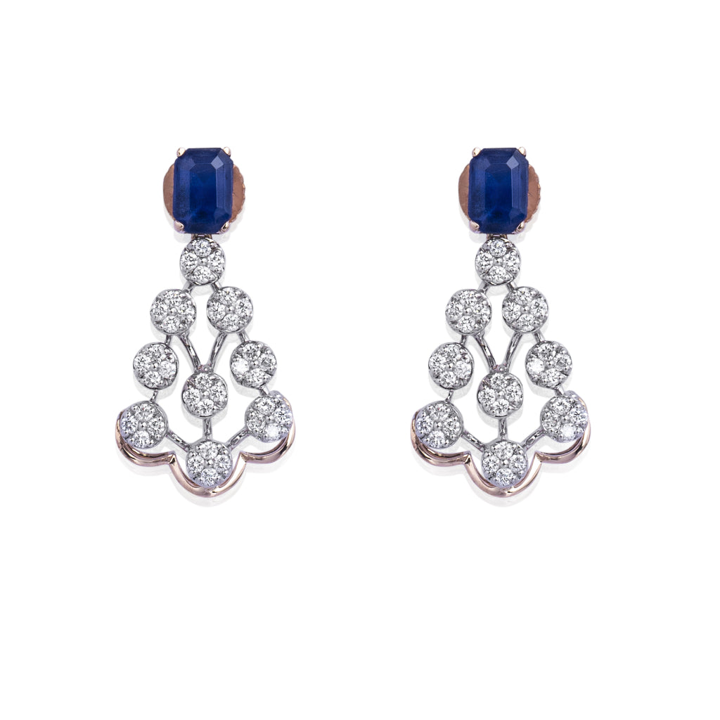 Royal Sapphire Diamond Pendant Earring Set