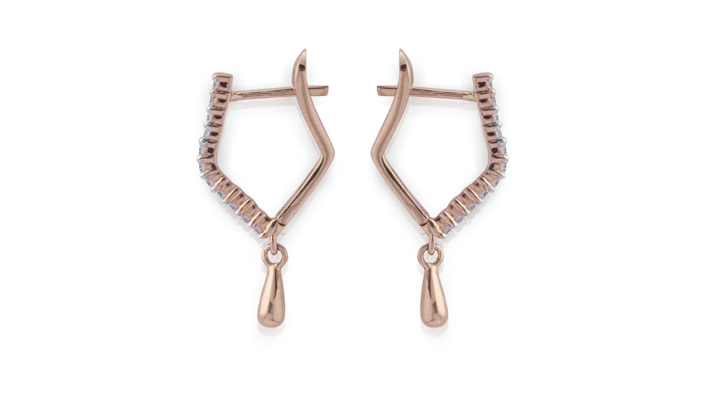 Diamond Drop Hoop Earrings