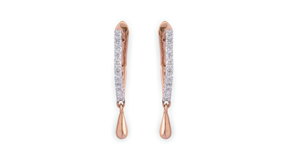 Diamond Drop Hoop Earrings