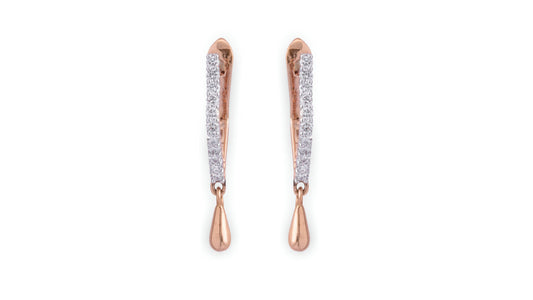 Diamond Drop Hoop Earrings