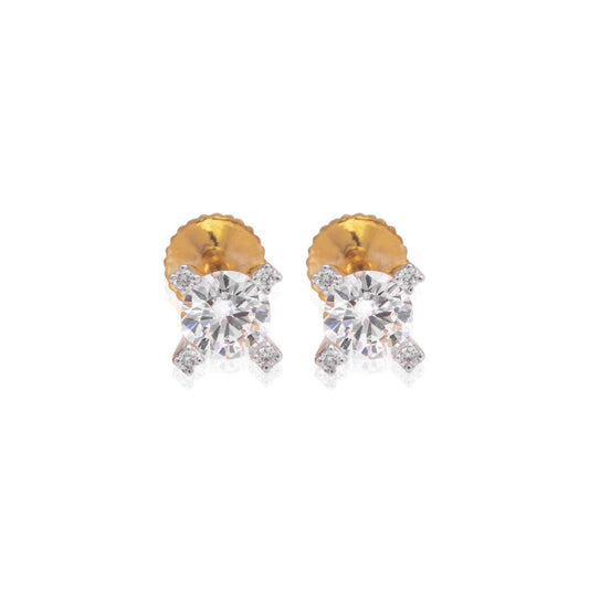 Solitaire Diamonds Prong Earrings