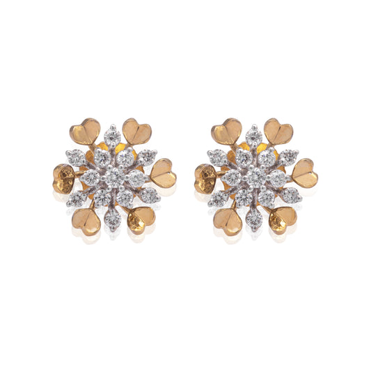 Heart bloom diamond stud