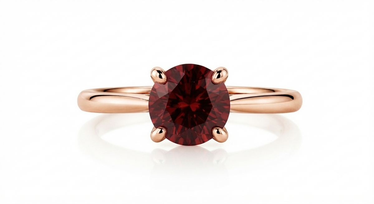 Blood Red Diamond Solitaire Ring