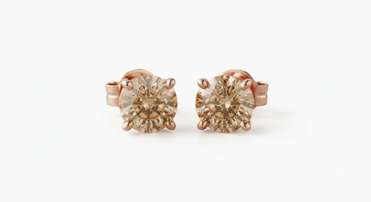 1ct Champagne Diamond Solitaire Stud