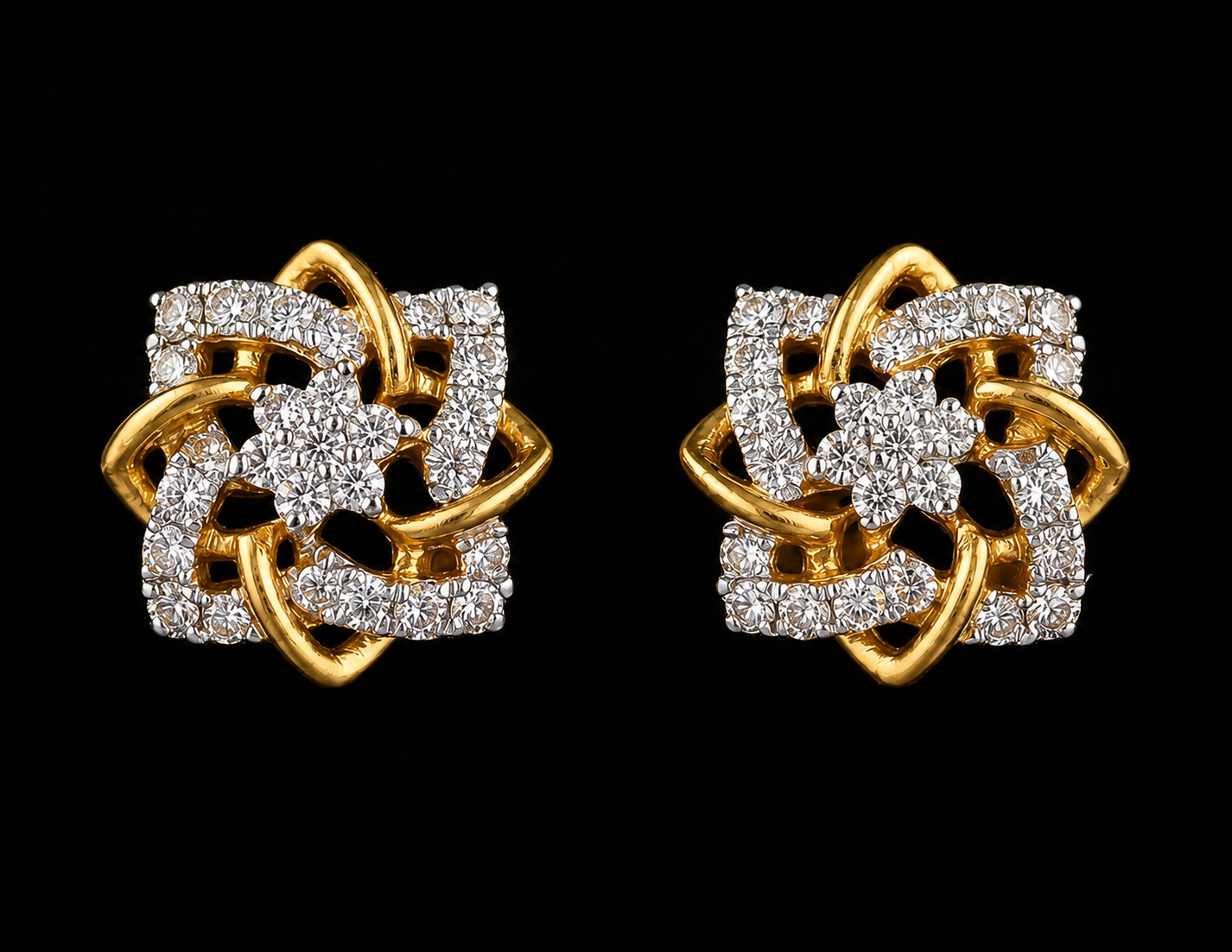 Square Knot Diamond Studs