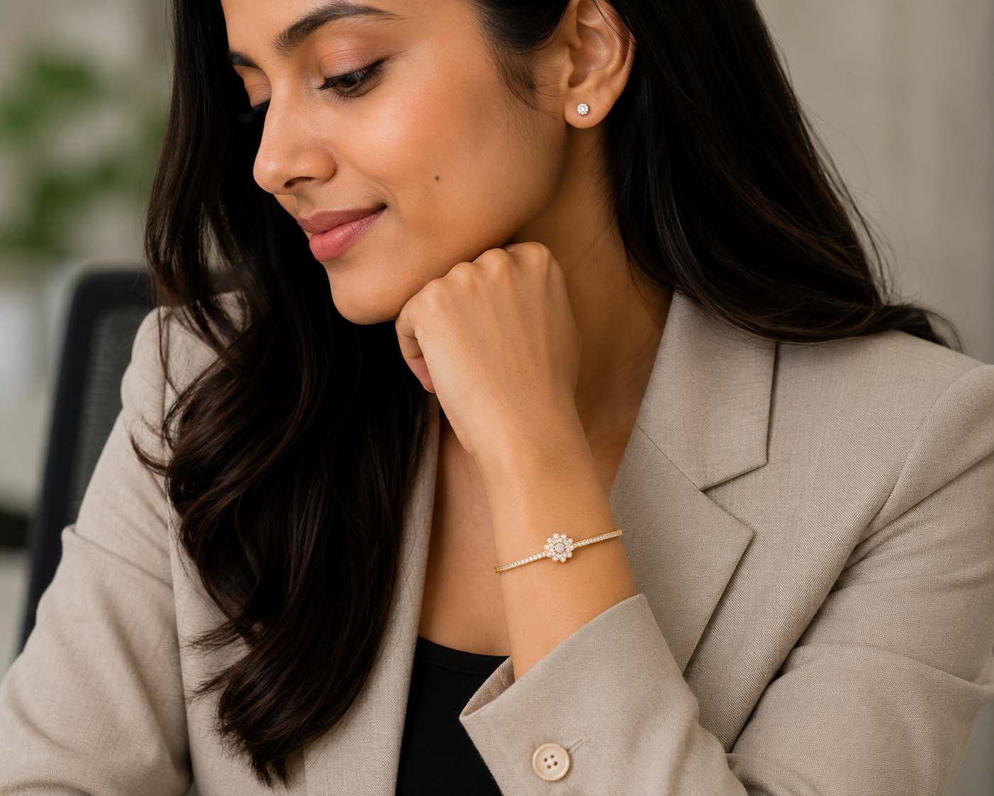 Evara Floral Diamond Kada