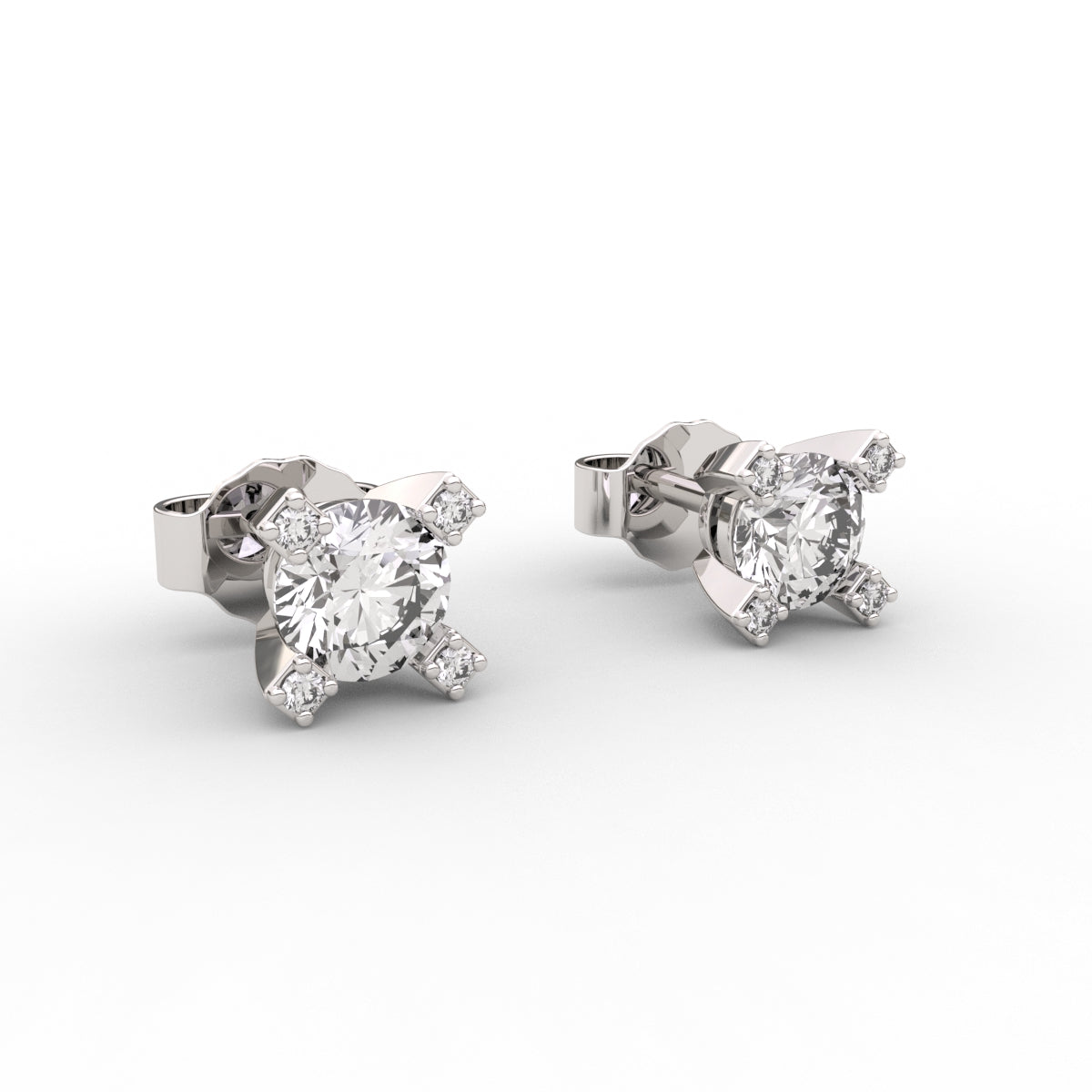 Cross diamond stud