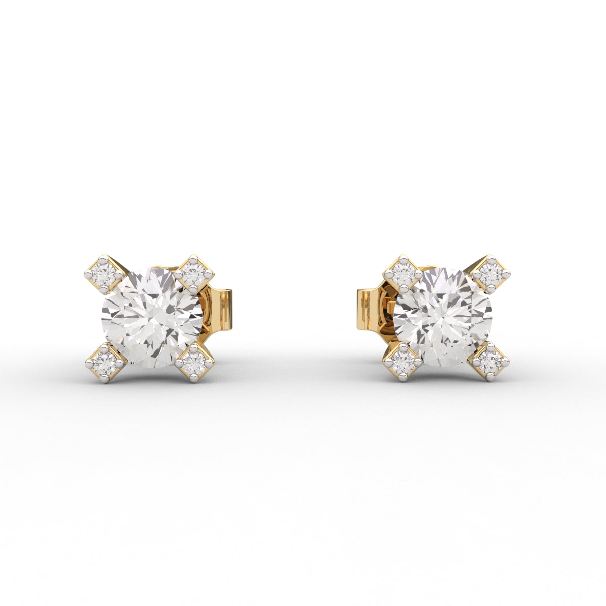 Cross diamond stud