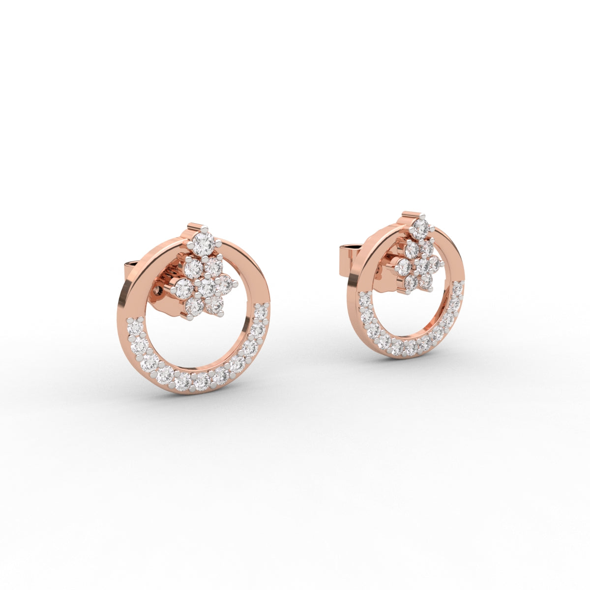 Charming Open Circle Diamond Stud