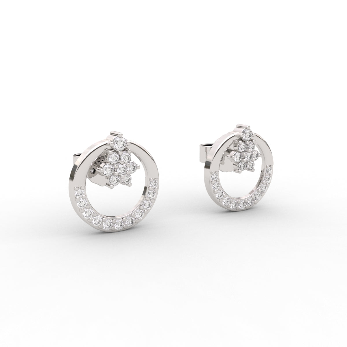 Charming Open Circle Diamond Stud