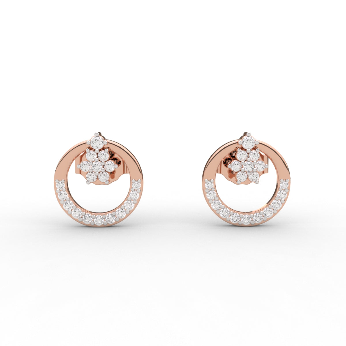 Charming Open Circle Diamond Stud