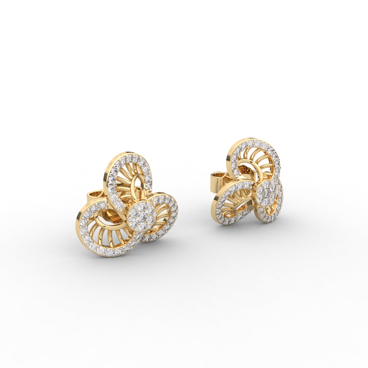 Elegant swirl diamond earring