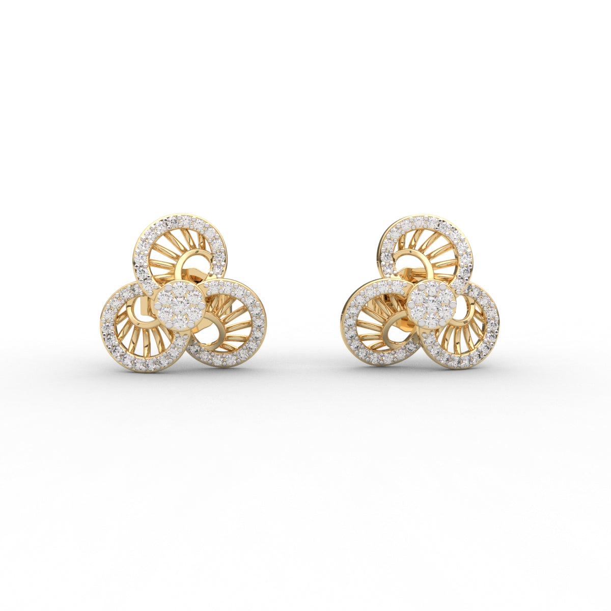 Elegant swirl diamond earring