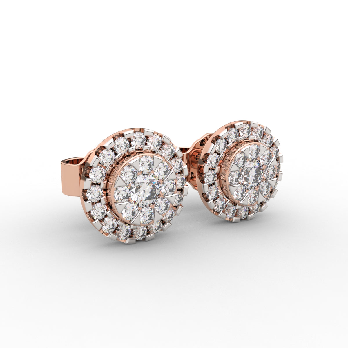 Round Halo Diamond Earrings