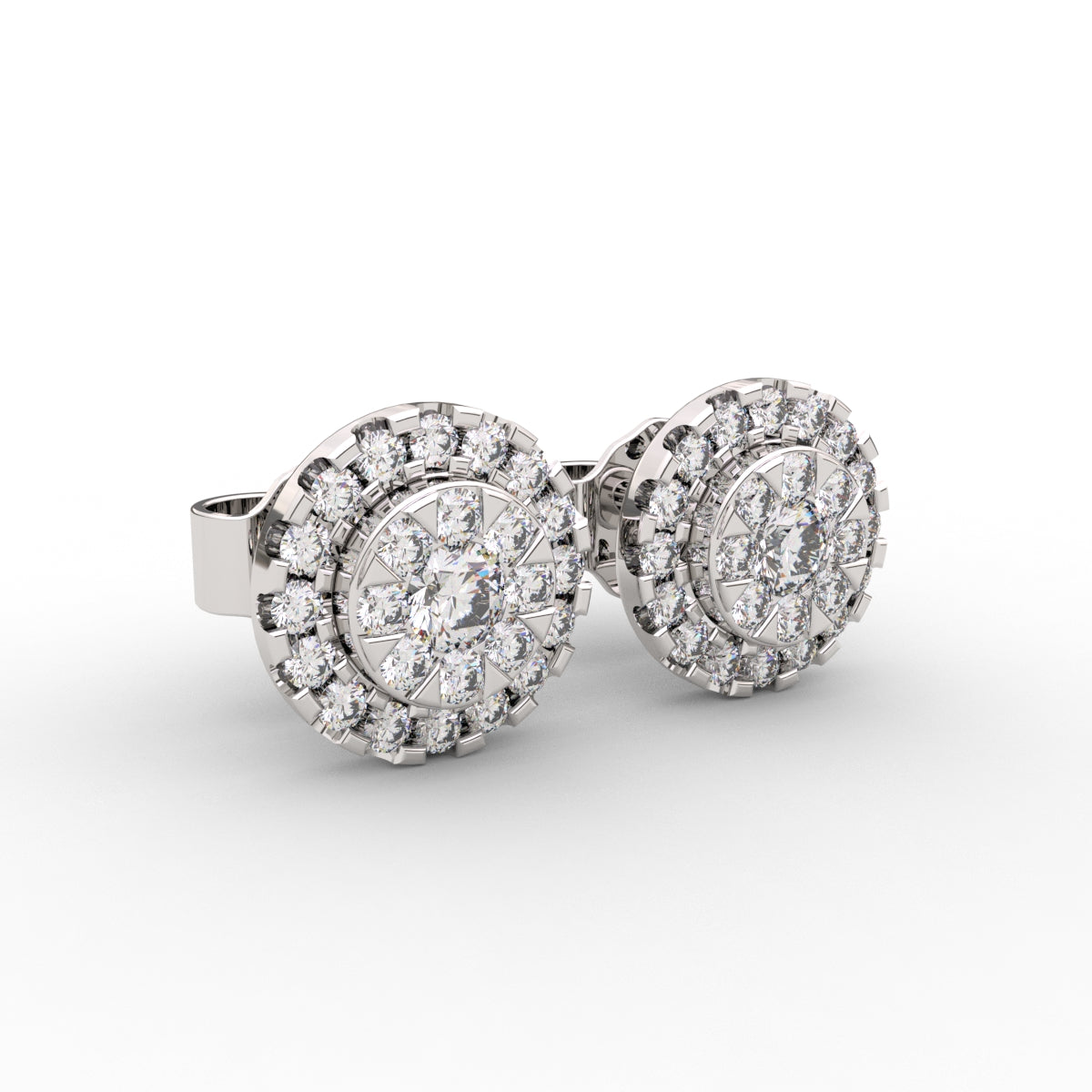 Round Halo Diamond Earrings