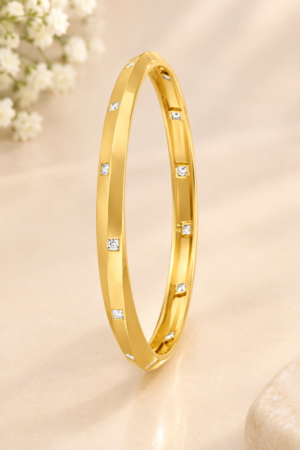 Classic Gold Kada with Diamonds