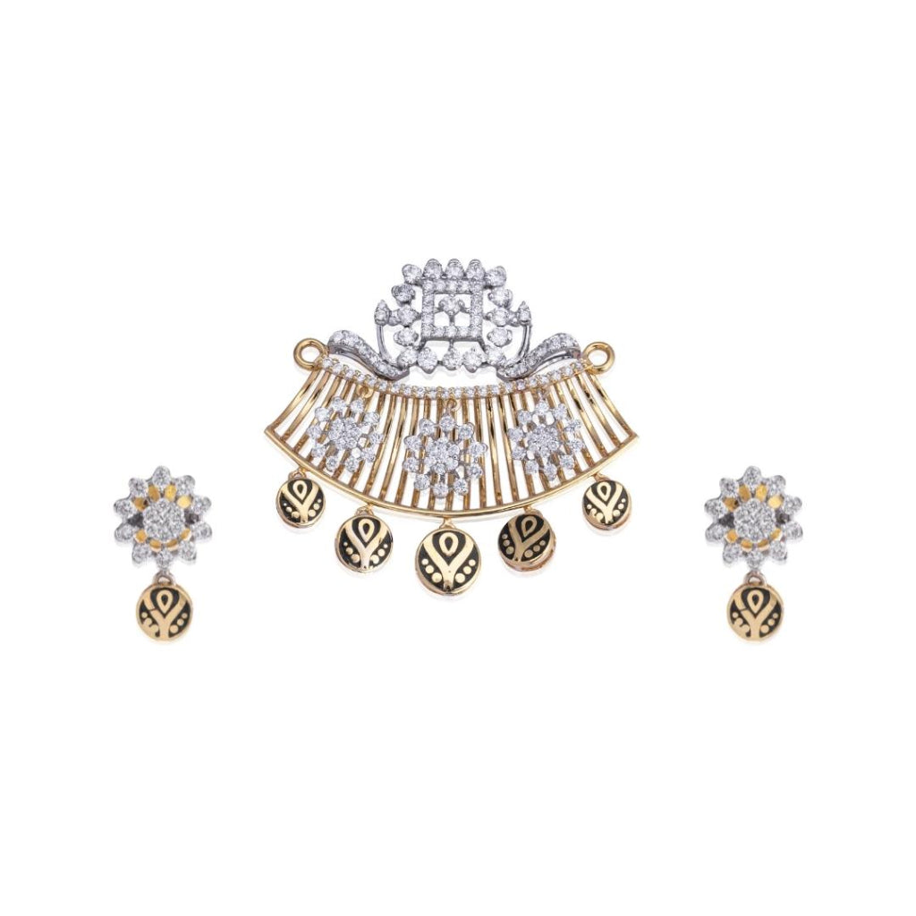 Royal Crest Diamond Pendant Earring Set