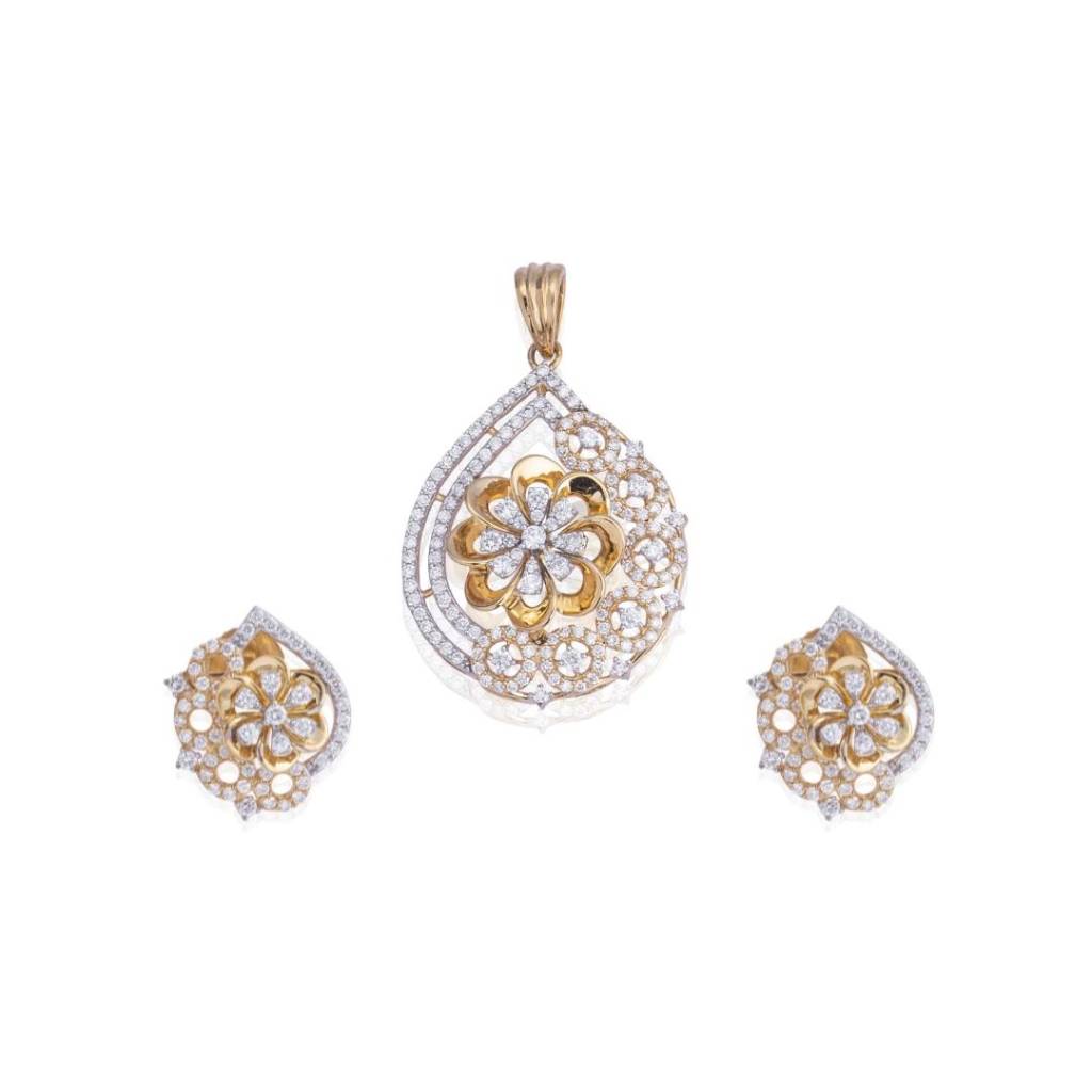 Deco Diamond Pendant Earring Set