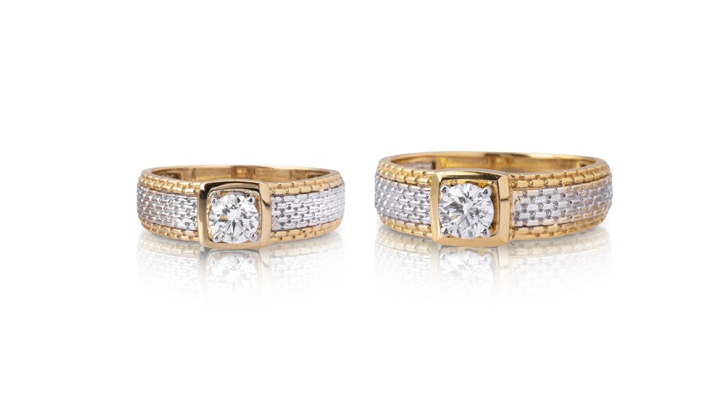 Half Eternity Diamond Couple Rings