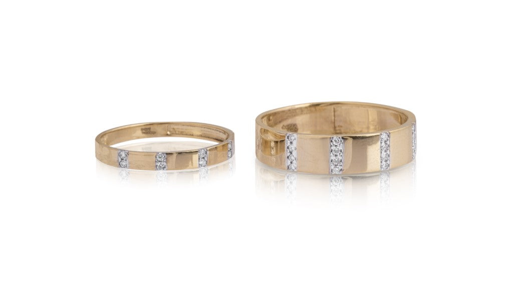 Four Squared Diamond Couple Rings