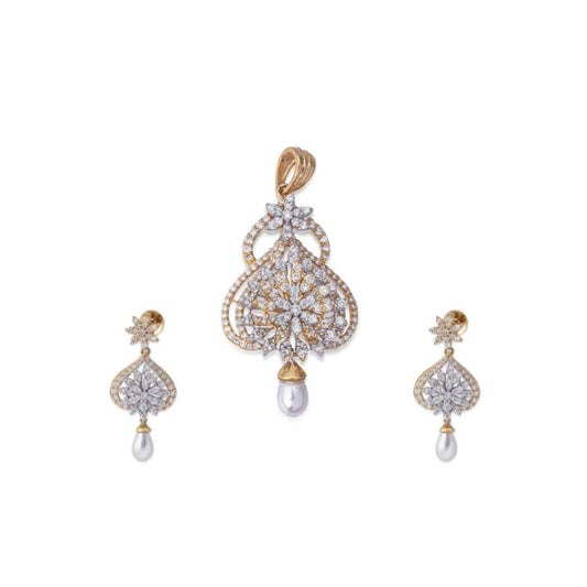 Motif Diamond Pendant Earring Set