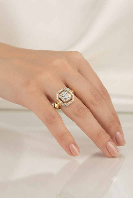 Pyramid Diamond Ring