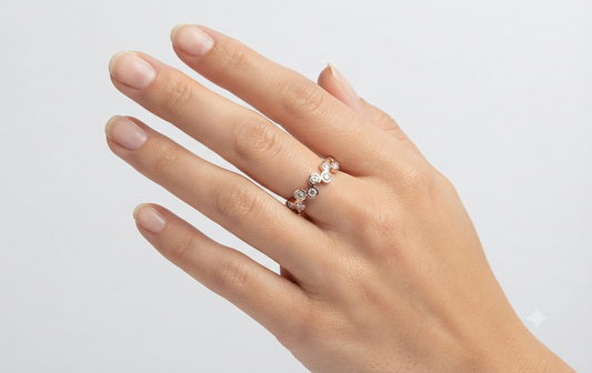 Studded lace diamond ring