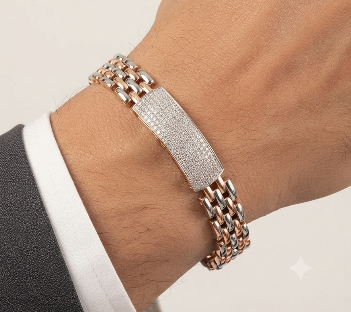 Dual Tone Diamond Chain Bracelet