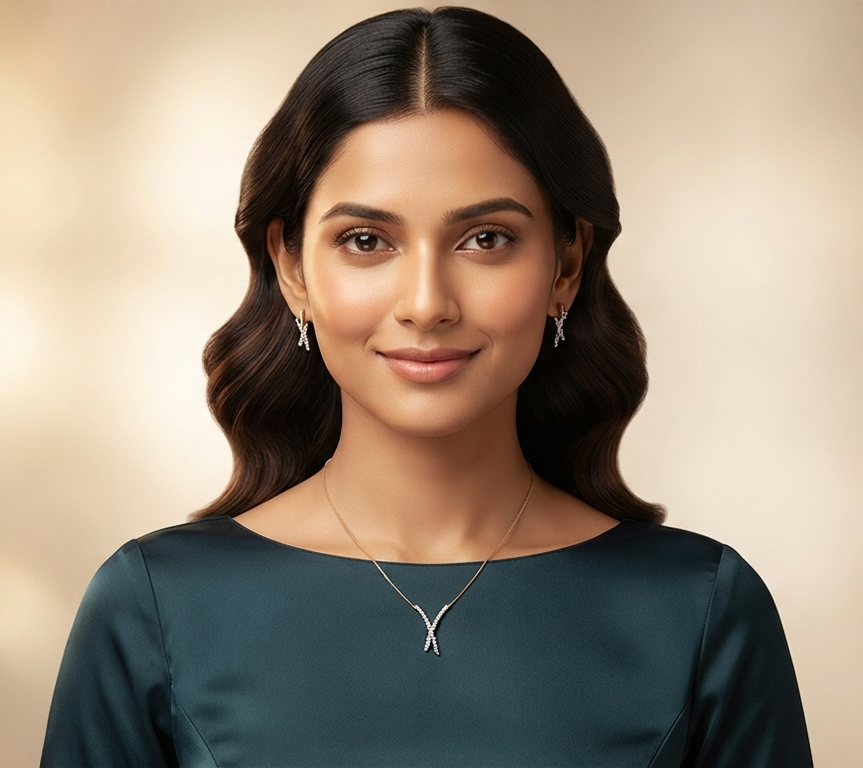 Luminous Diamond Pendant Chain Set