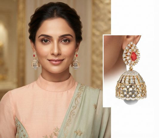 Blossom Ruby and Pearl Jhumkas